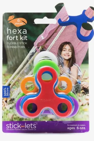 Stick-lets Hexa met 6 verbindingen voor huttenbouw Laatste Versie