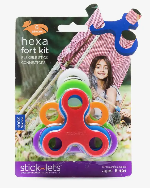 Stick-lets Hexa met 6 verbindingen voor huttenbouw Laatste Versie