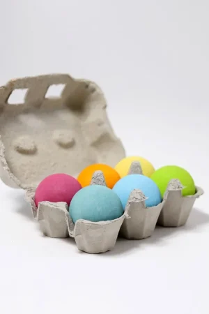 Grimms 6 gekleurde houten ballen pastel Beperkte Voorraad