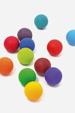 Exclusieve Aanbieding 12 kleine houten gekleurde ballen regenboog