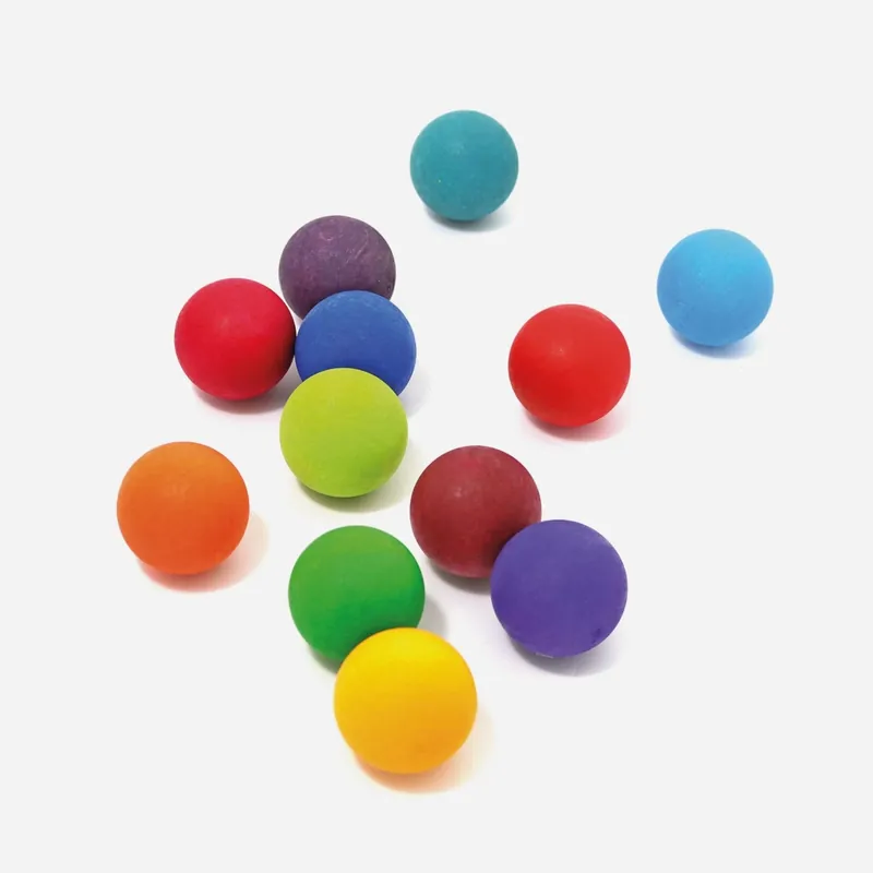 Exclusieve Aanbieding 12 kleine houten gekleurde ballen regenboog