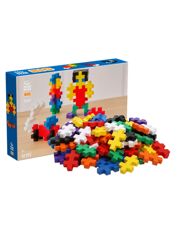 Plus-Plus BIG Basic met 50 grote bouwstenen in basiskleuren Op = Op