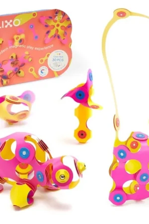 Clixo Crew roze en geel magnetische bouwset 30 stuks Exclusieve Aanbieding