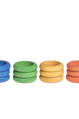 Grapat 18 houten ringen regenboog Beperkt Aanbod