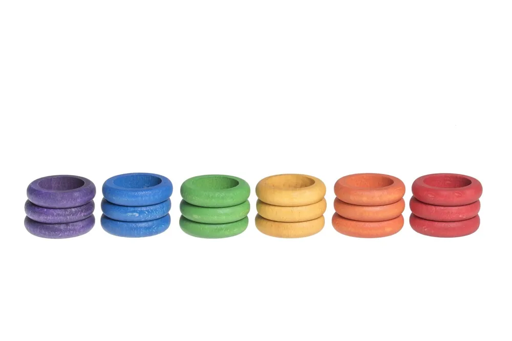 Grapat 18 houten ringen regenboog Beperkt Aanbod
