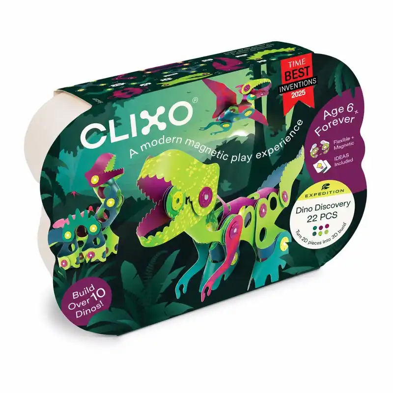 Korting Clixo Dino Discovery Pack - magnetisch bouwen met dino-vormen