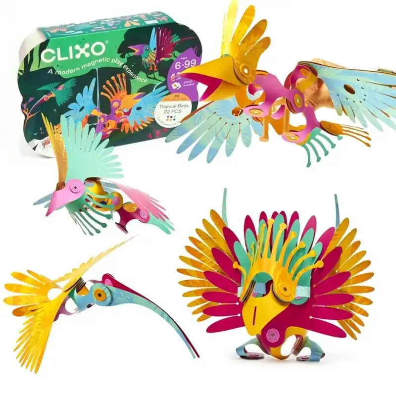 Clixo Tropical Birds magnetische vogelbouwset 22 stuks Flitsaanbieding