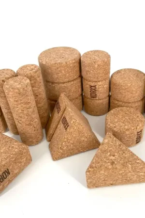 Merkproduct KORXX Form Starter - 21 kurk bouwstenen met opbergzak