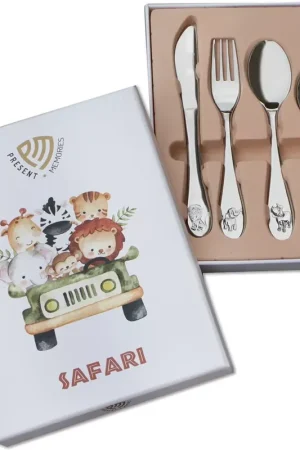 Actieprijs Kinderbestek 4-delig Safari van Present Memories