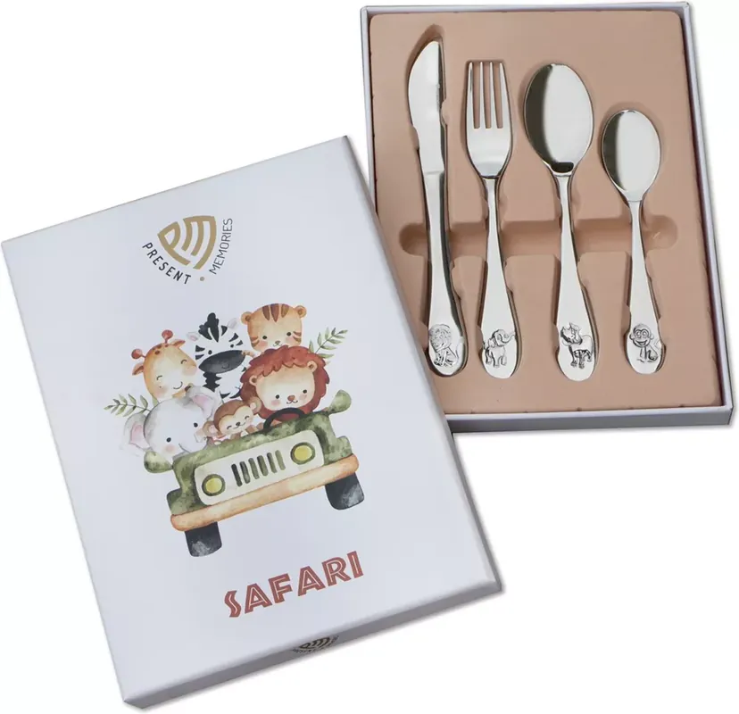 Actieprijs Kinderbestek 4-delig Safari van Present Memories