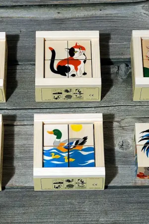 Snelle Levering Atelier Fisher handgemaakt Blokkenpuzzel huisdieren 4-delig