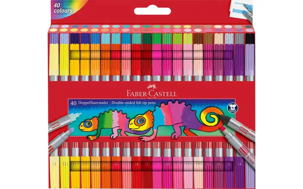 Faber Castell Viltstift FC Duo 40 stuks, dunne en dikke punt Voordeelprijs