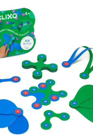 Clixo Itsy groen en blauw magnetische startset 18 stuks Direct Verzonden