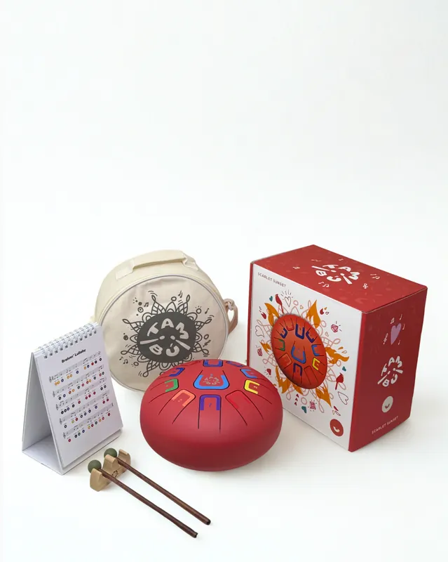 Populair Tambú 8 - Rode tongdrum - handpan 11 noten met toebehoren