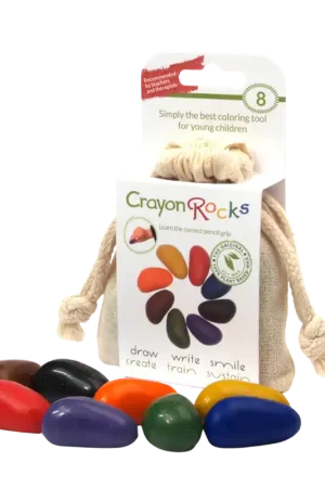 Must-Have Crayonrocks - 8 sojawaskrijtjes in een ecru katoenen zakje