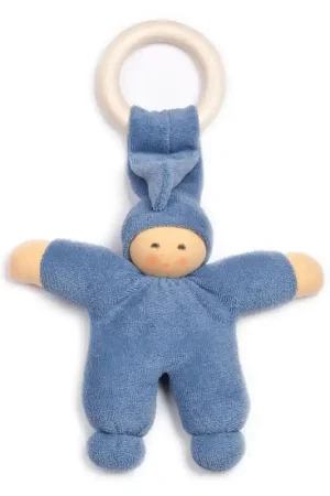 Beste Prijs Nänchen Natur Knuffelpopje Pimpel met ring blauw