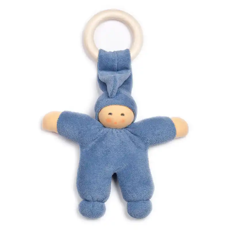 Beste Prijs Nänchen Natur Knuffelpopje Pimpel met ring blauw
