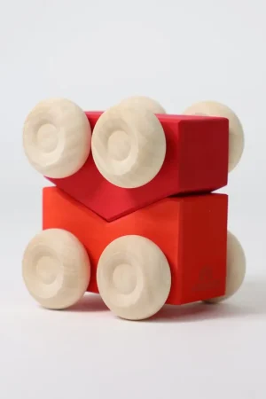 Flitsaanbieding Grimm's houten Stapelauto's rood