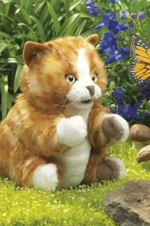 Express Levering Folkmanis Orange Tabby cat - Handpop rode gestreepte kater