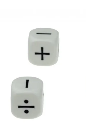 Dobbelstenen 4 functies + - : en x om mee te rekenen Nu Kopen