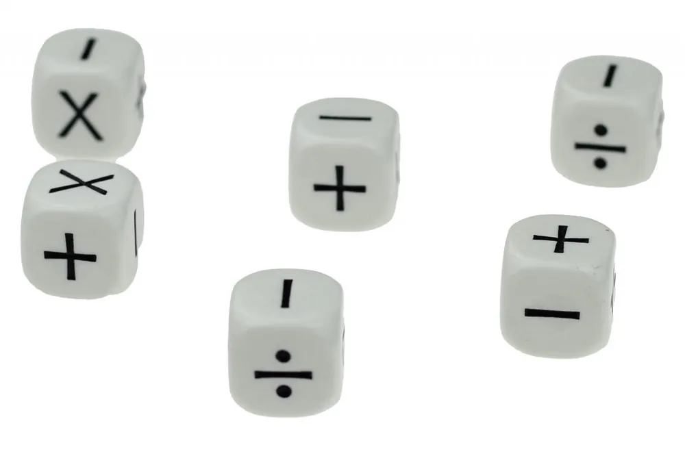 Dobbelstenen 4 functies + - : en x om mee te rekenen Nu Kopen