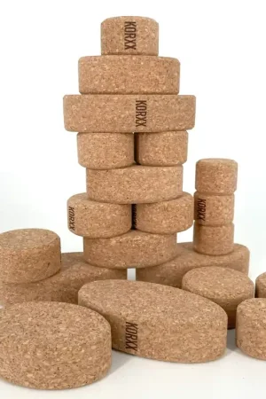 KORXX Kuller S - 20 ovalen en ronde kurk blokken met katoenen zak Nieuw