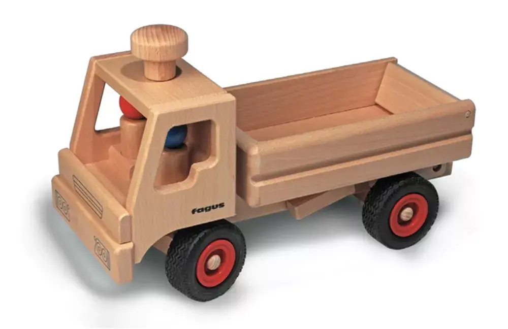 Fagus bestuurbare kiepvrachtwagen met 2 poppetjes Beste Prijs