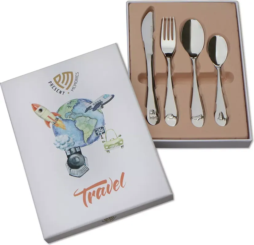 Gecertificeerd Kinderbestek - 4 delig - Travel - Zilver RVS