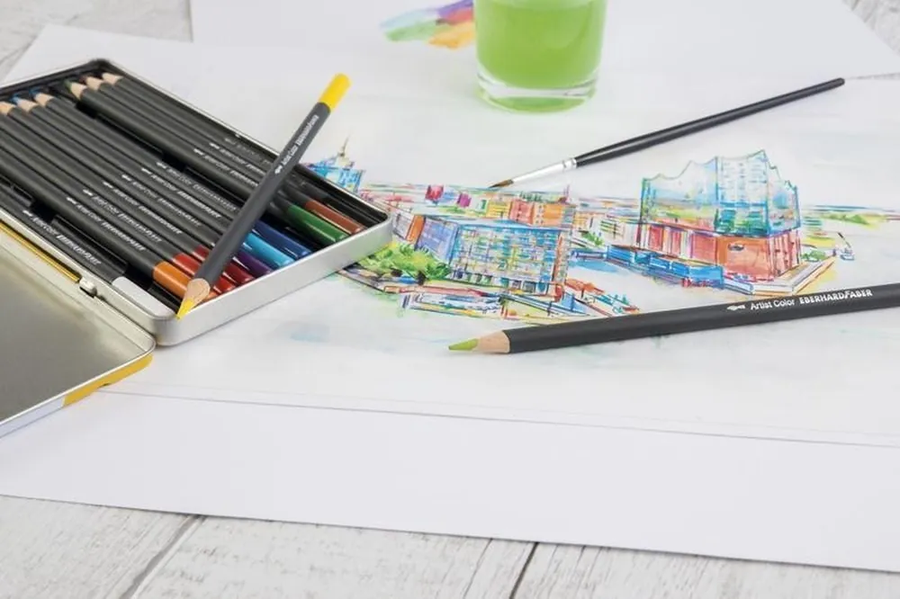 Aquarelpotloden Eberhard Faber Artist Color | 12 kleuren in blik Alleen Vandaag