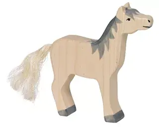 Holztiger houten wit paard 13 cm Merkproduct