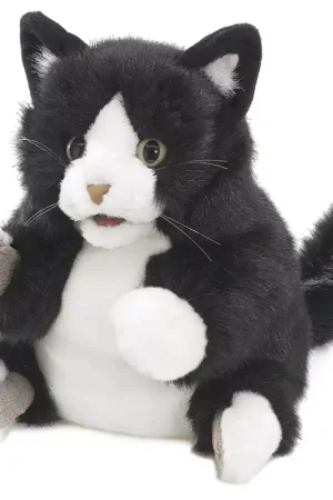 Folkmanis Handpop Tuxedo kitten Express Levering