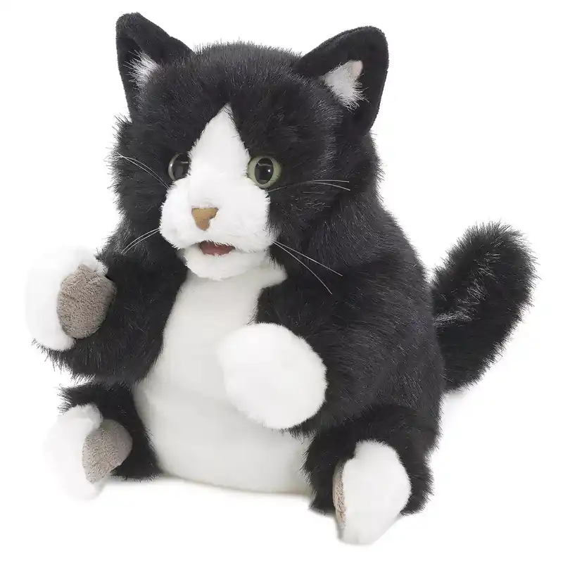 Folkmanis Handpop Tuxedo kitten Express Levering