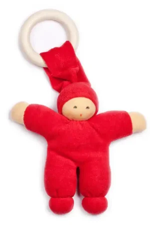 Koop Vandaag Nänchen Natur Knuffelpopje Pimpel met ring kersrood