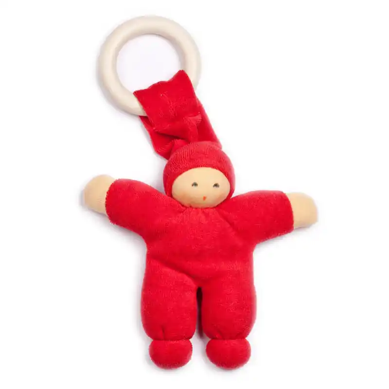 Koop Vandaag Nänchen Natur Knuffelpopje Pimpel met ring kersrood