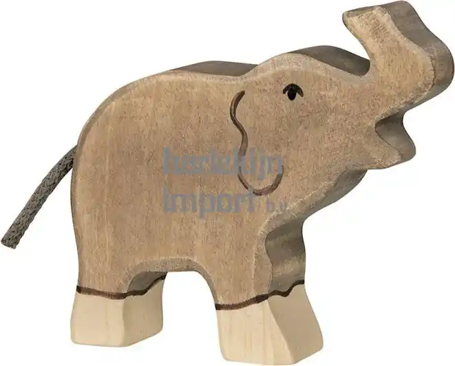 Holztiger houten kleine olifant 12 cm - slurf omhoog Nu Kopen