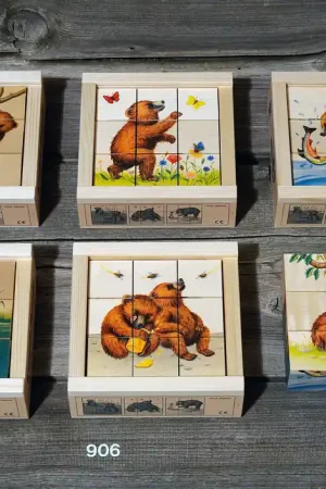 Direct Beschikbaar Atelier Fisher handgemaakt Blokkenpuzzel Beren 9-delig