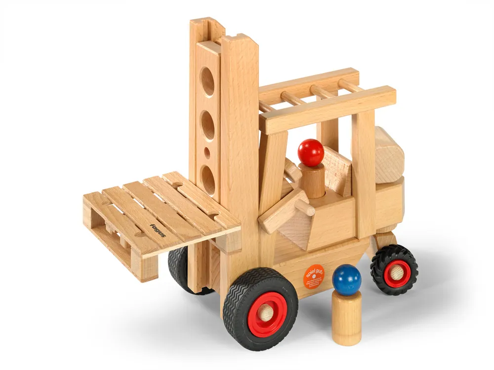 Fagus bestuurbare vorkheftruck met pallet en 2 poppetjes Beste Prijs