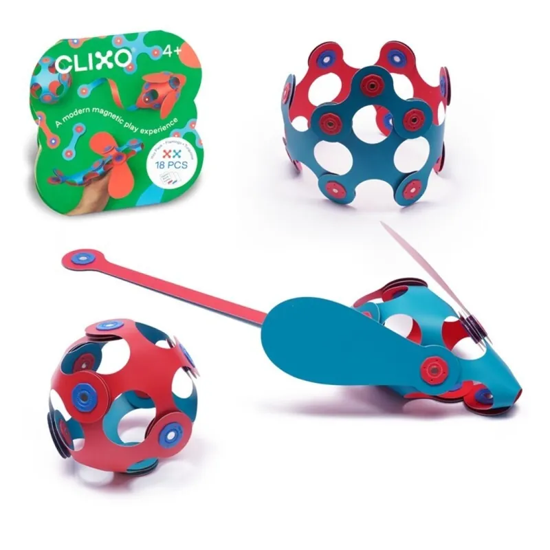 Clixo Itsy flamingo en turquoise magnetische startset 18 stuks Aanbieding