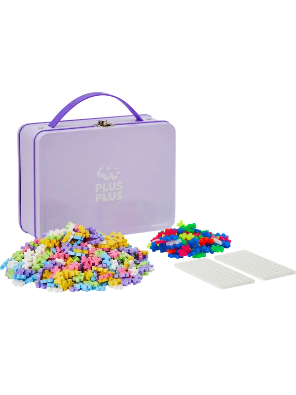 Exclusieve Aanbieding Plus-Plus Pastel metalen reiskoffer met 600 bouwstenen