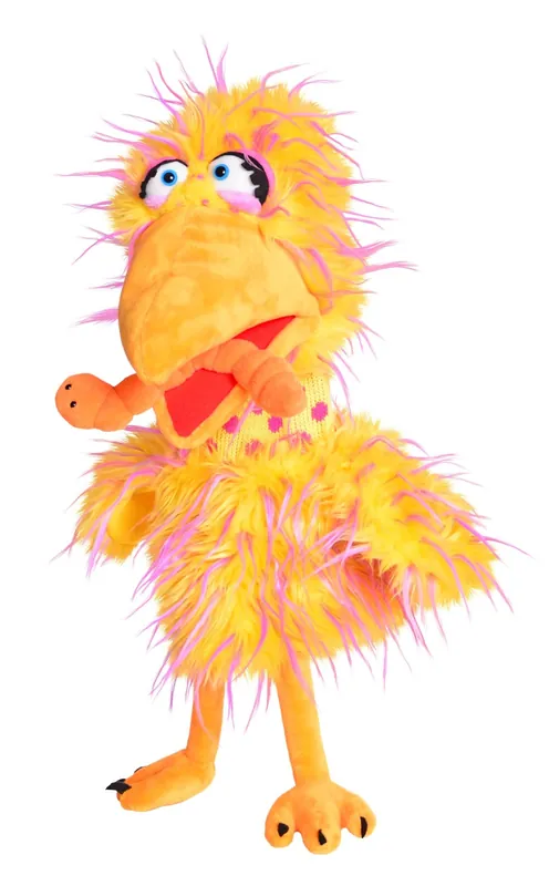 Korting Handpop Albert Albatros 46 cm met worm in zijn snavel
