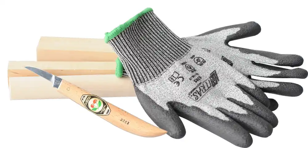 Kids at Work Houtsnijdenset met handschoenen en snijhout Weekendaanbieding