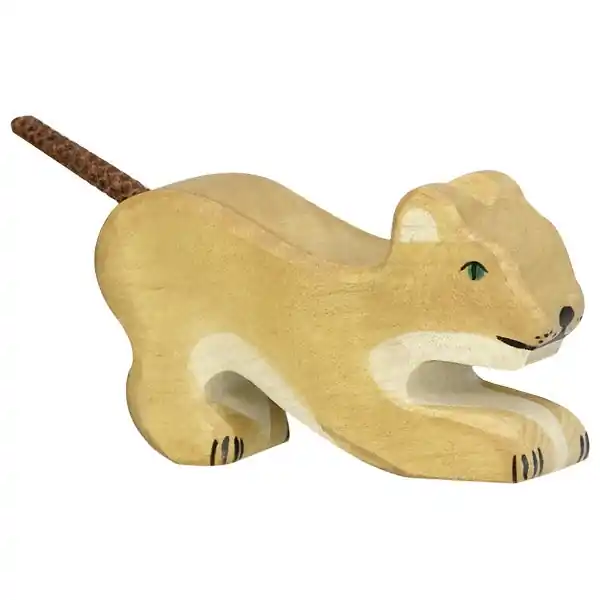 Holztiger houten leeuw klein spelend 8 cm Tijdelijk Beschikbaar