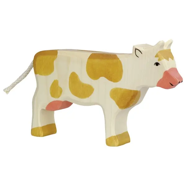 Bestseller Holztiger houten koe staand bruin 17,5 cm