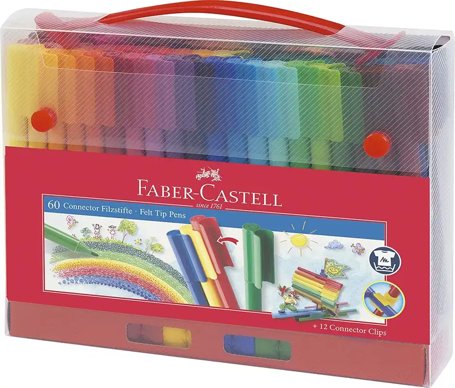 Betaalbaar Viltstift Faber Castell Connector 60 stuks in koffer