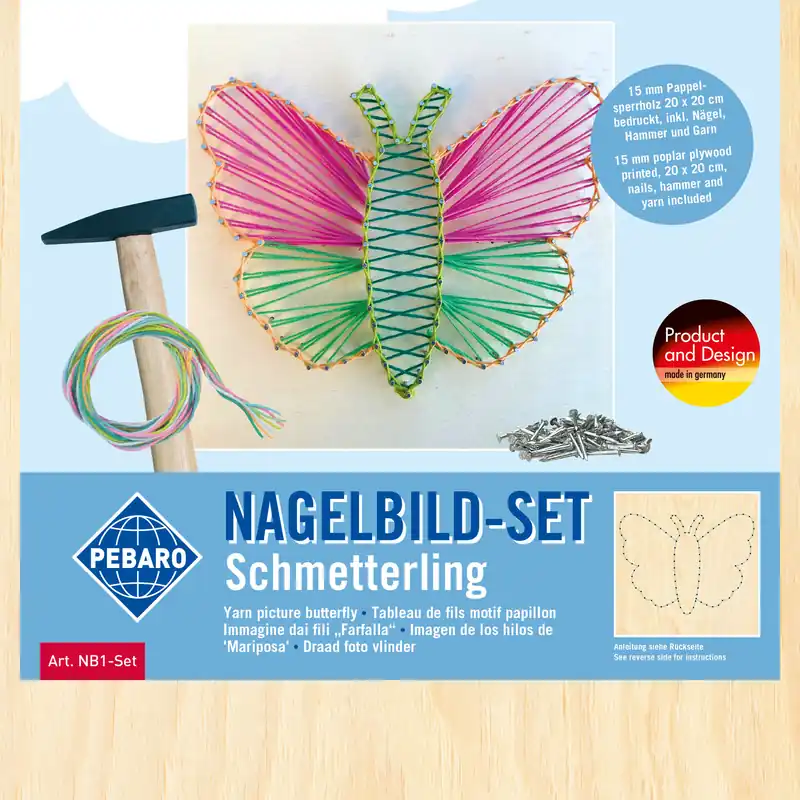 Pebaro spijkerkunst knutselset met vlinder, dinosaurus of hart Fabrieksprijs