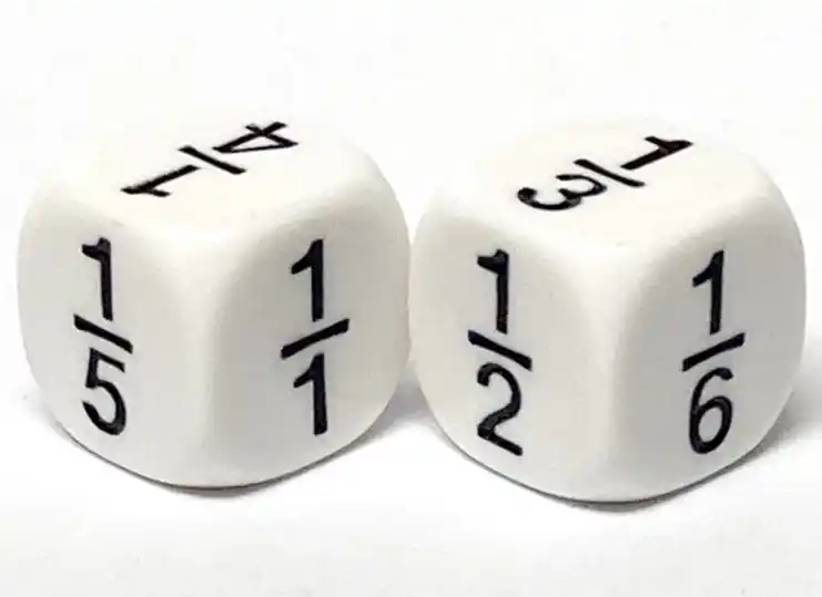 Merkproduct Koplow Games - Dobbelstenen breuken 1/1 tot 1/6 - per stuk