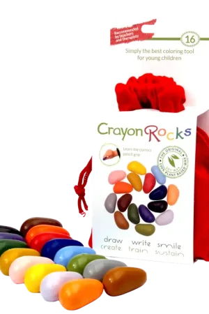 Aanbieding Zestien kleurkrijtjes van soja in een rood fluwelen zakje