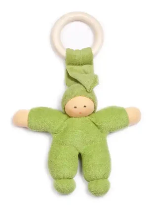 Gecertificeerd Nänchen Natur Knuffelpopje Pimpel met ring groen