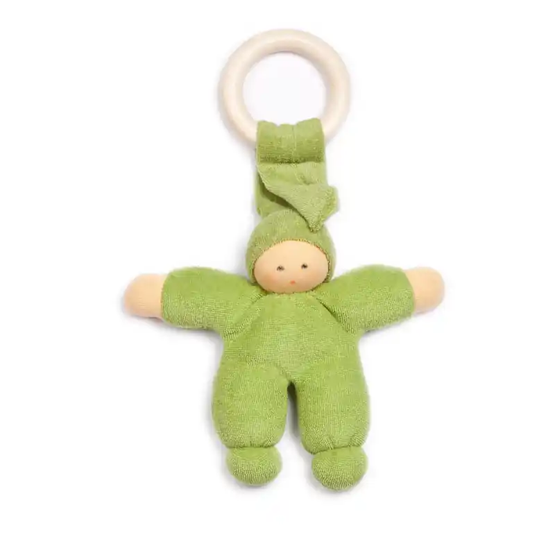 Gecertificeerd Nänchen Natur Knuffelpopje Pimpel met ring groen