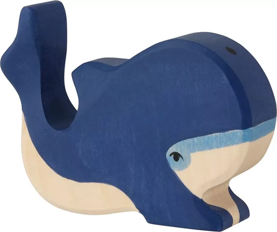 Weekendaanbieding Holztiger houten blauwe vinvis walvis 10 cm